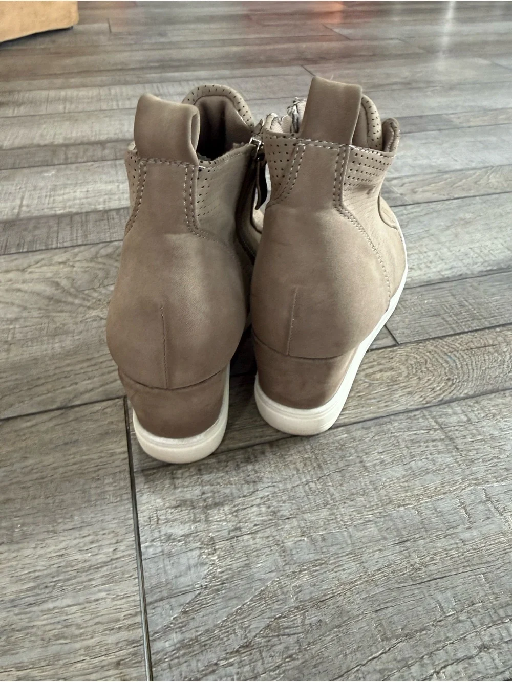 Wedge Sneaker Booties in Taupe for Women